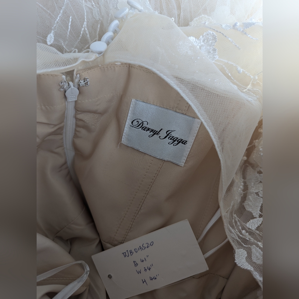 New! Darryl Jagga Hannah A-Line Floral Applique Wedding Dress Embellished Belt - Picture 7 of 16